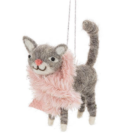 Standing Cat with Scarf Ornament