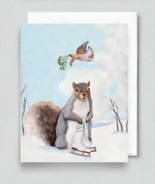 Card - Mistletoe - Skating Squirrel