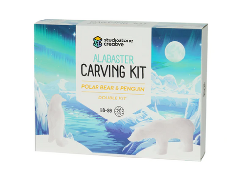 Soapstone Carving Kit - Polar Bear and Penguin Alabaster