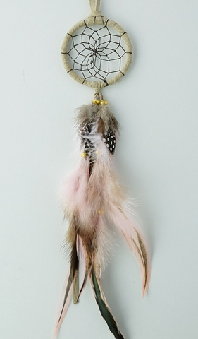 Dream Catcher - 2" Natural and Pink Vintage Dream Catcher