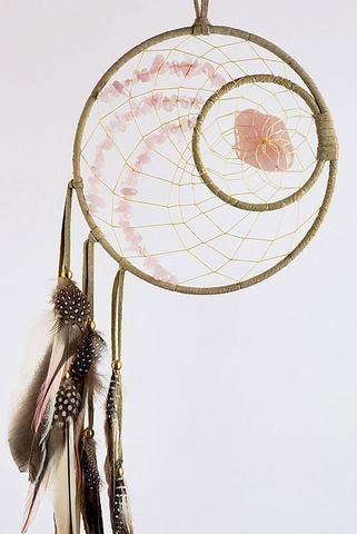 Dream Catcher - 6" Woodland with Rose Quartz Dream Catcher