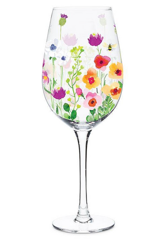 Wine Glass - Bee Garden