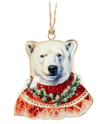 Polar Bear in Sweater Ornament