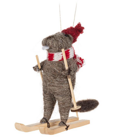 Skiing Beaver Ornament