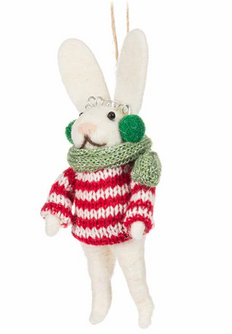 Bunny in Striped Sweater Ornament