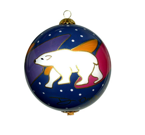 Dawn Oman Snow Bear Glass Ornament