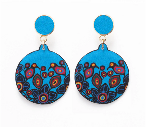 Norval Morrisseau Flowers and Birds Vegan Leather Earrings