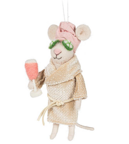 Spa Mouse Felted Ornament