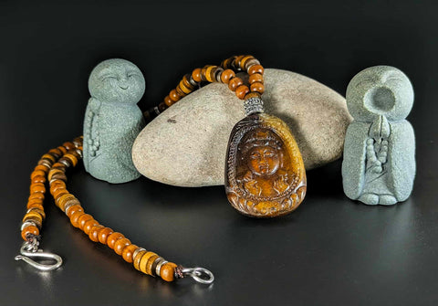 Necklace - Jade Buddah & Wood, PCN-19