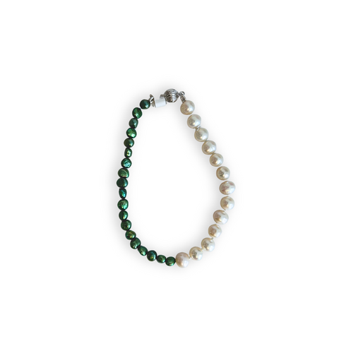 Bracelet - Cream & Green Pearl