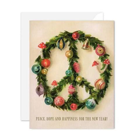 Card - Peace Wreath, Happy New Year - Box of 8 Cards