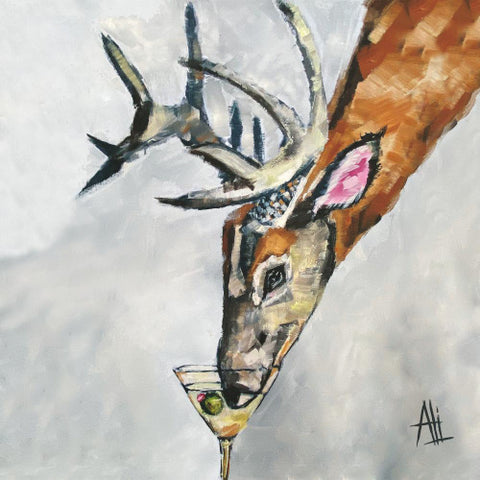 Martini Deer - Cocktail Napkin