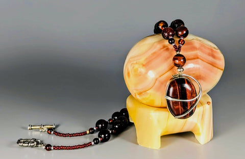 Necklace - Red Tigers Eye & Sterling, PCN-14