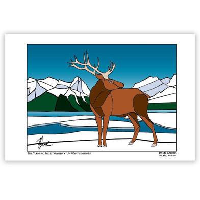 Jason Carter The Turning Elk At Winter Art Card