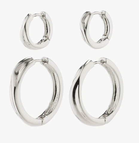 Earrings - ALLIE Hoop 2-in-1 Set, Silver