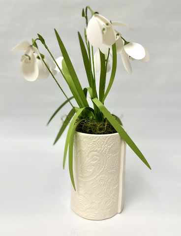 June's Love Vase with Snow Drop Paper Bouquet